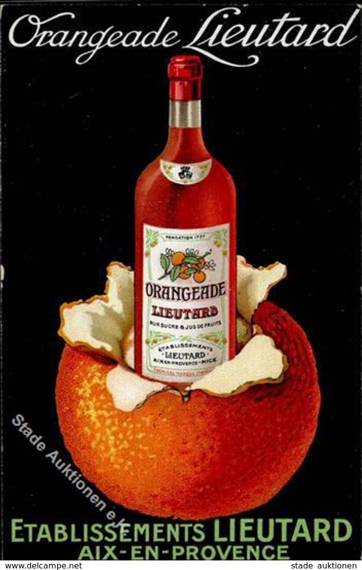 Getränk Alkoholfrei Aix-en-Provence (13090) Frankreich Orangeade Lieutard Künstlerkarte I-II - Pubblicitari