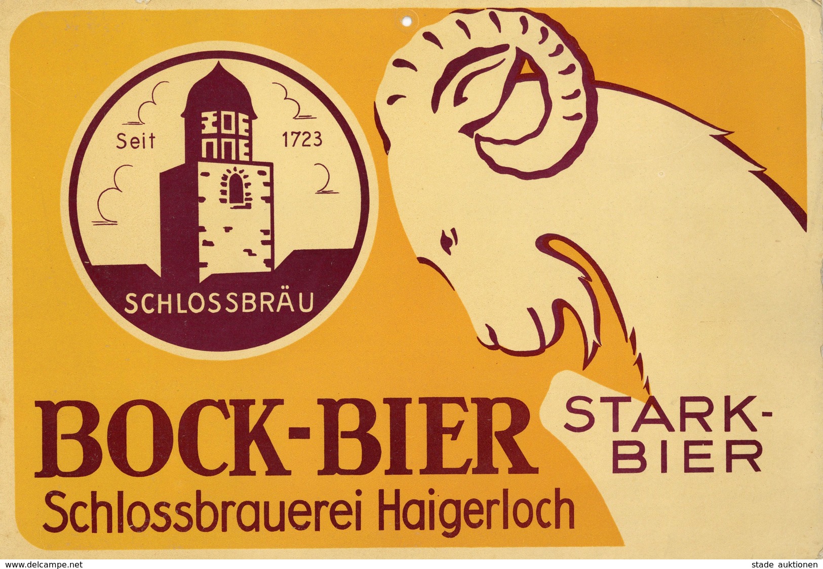 Bier Haigerloch (7452) Schlossbrauerei Bock Bier Werbeplakat Pappe 35 X 23,5 Cm II Bière - Pubblicitari