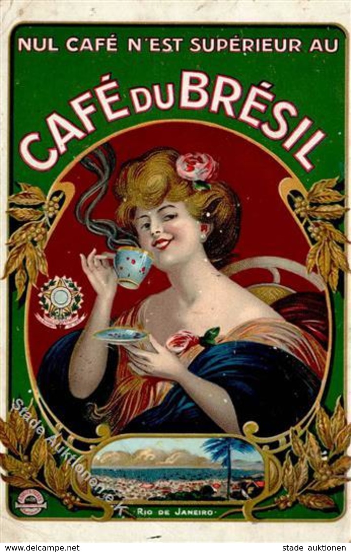 Kaffeewerbung Cafe Du Bresil  Künstlerkarte 1908 I-II - Pubblicitari