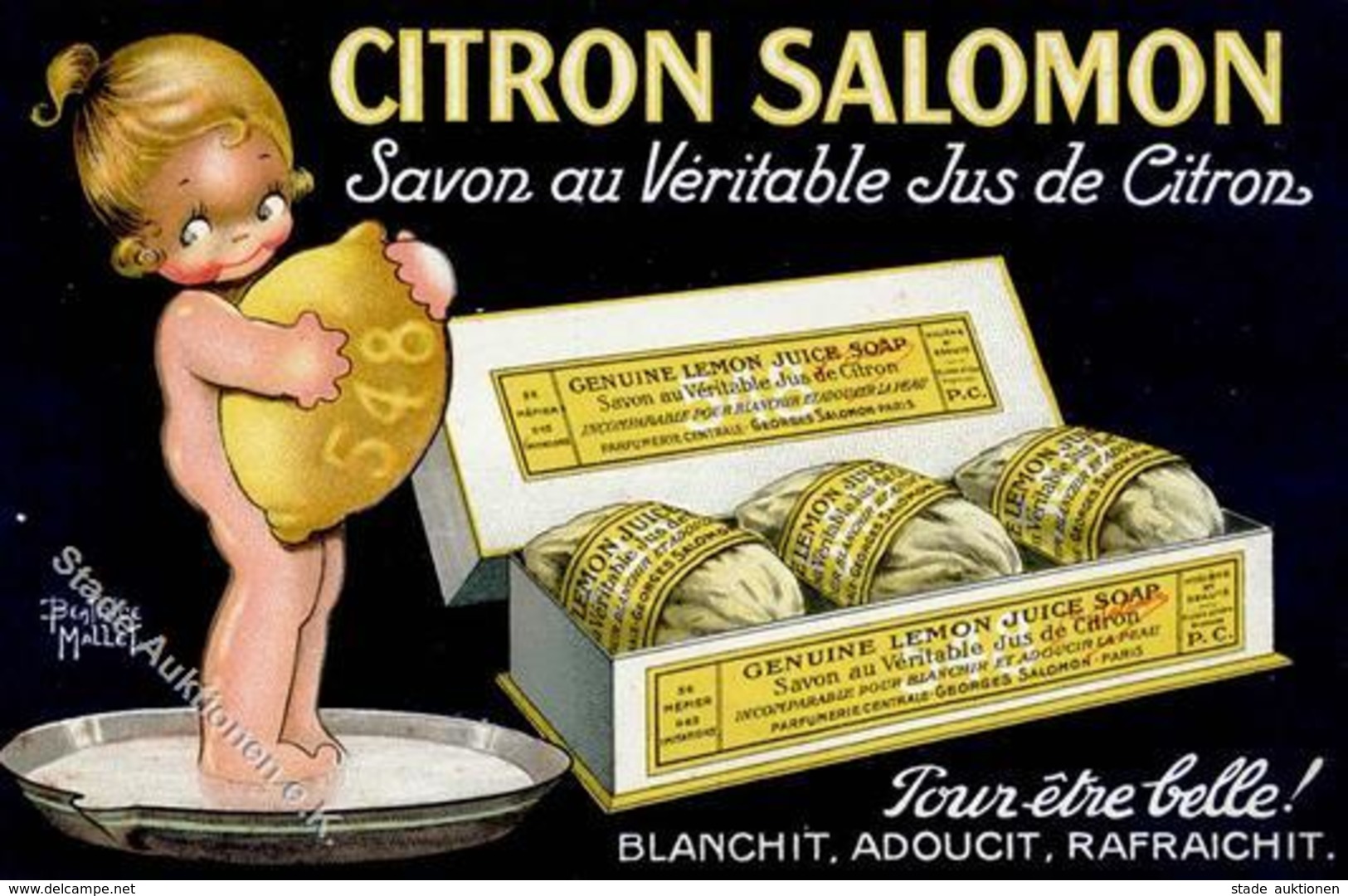 Werbung Kosmetik Citron Salomon Sign. Mallet, Beatrice Künstlerkarte I-II Publicite - Pubblicitari
