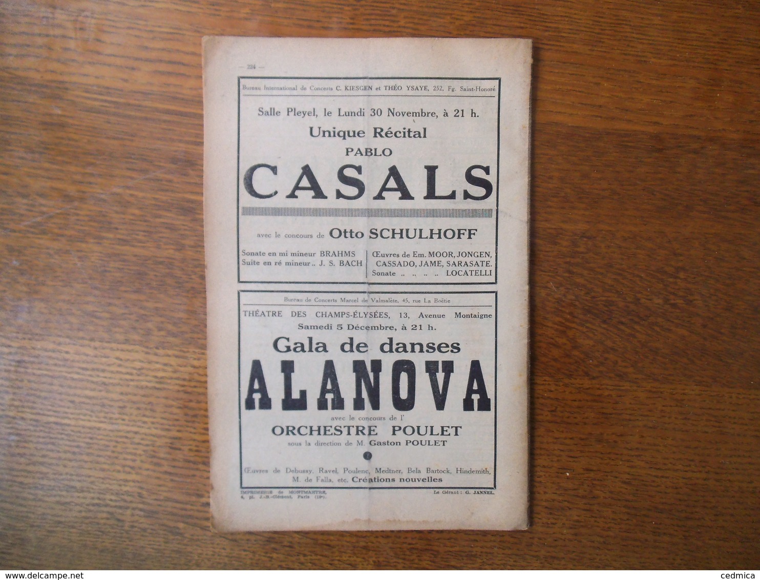 LE GUIDE DU CONCERT 20 NOVEMBRE 1921 Mme CROIZA,E.-C. GRASSI ,CONCERTS,PUBLICITES - Autres & Non Classés