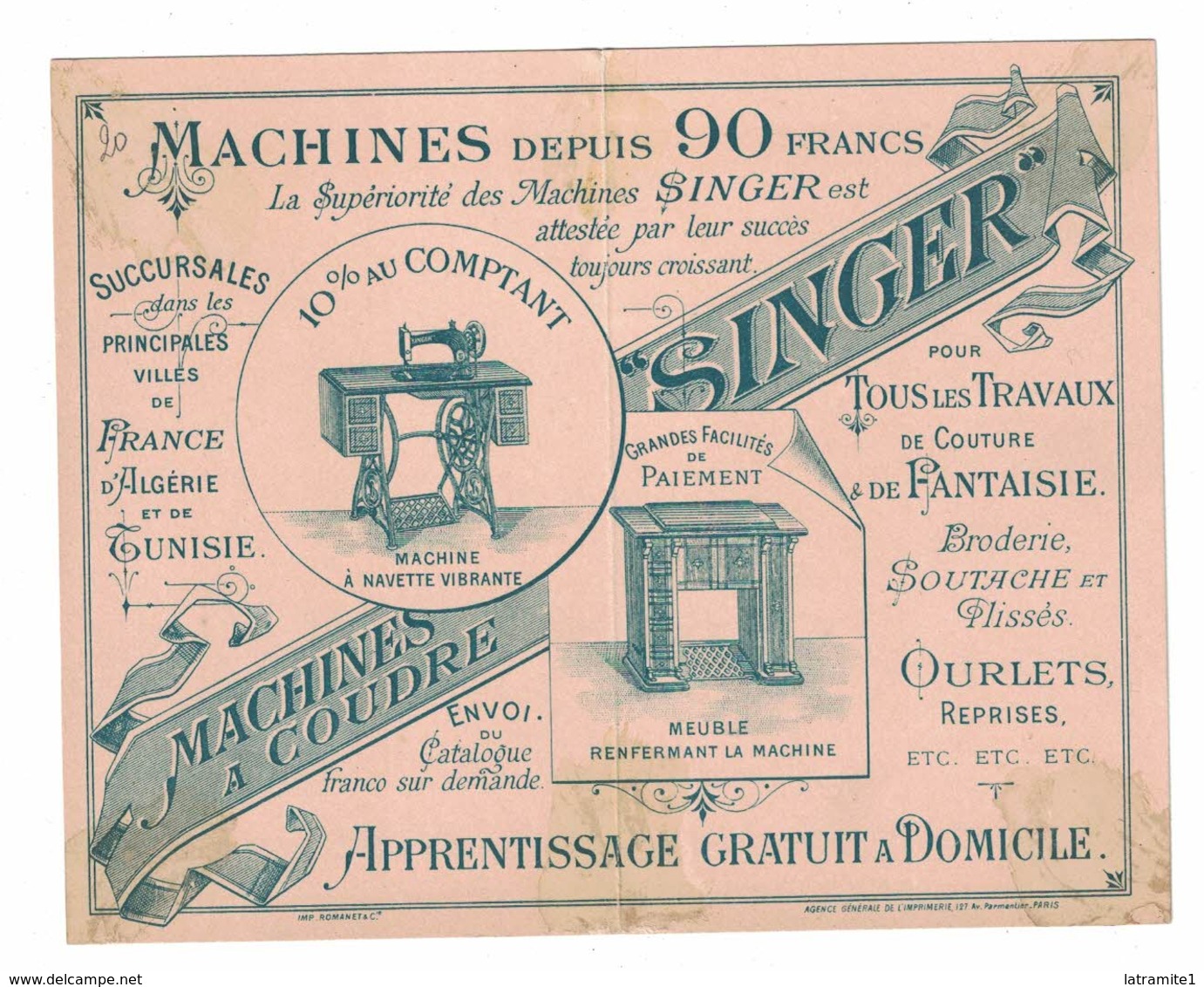 COMPAGNIA SINGER MACCHINE DA CUCIRE  CARTONCINO PUBBLICITARIO - Altri & Non Classificati