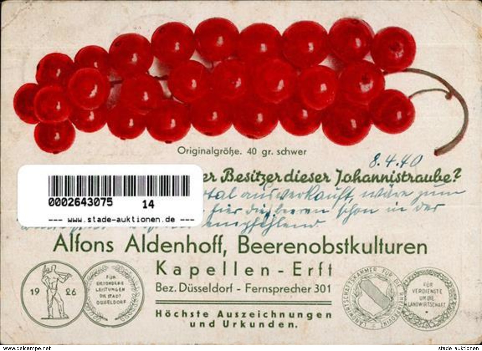 Landwirtschaft Kapellen (4048) Beerenobstkulturen Alfons Aldenhoff II (Eckbug, Stauchung) Paysans - Esposizioni