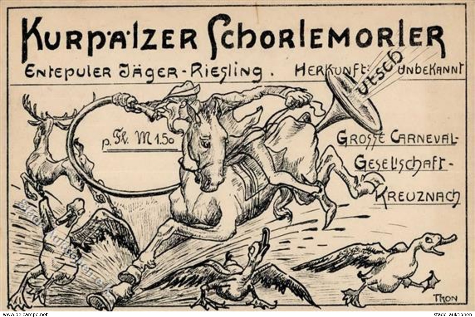 Wein Bad Kreuznach (6550) Kurpälzer Schorlemorler Entepuler Jäger Riesling Karneval Gesellschaft I-II Vigne - Esposizioni