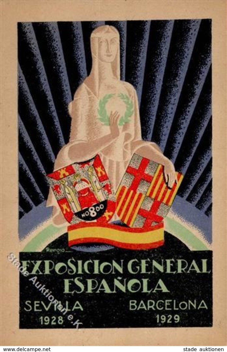 Ausstellung Barcelona  Spanien Exposicion General Sevilla Künstlerkarte I-II Expo - Esposizioni