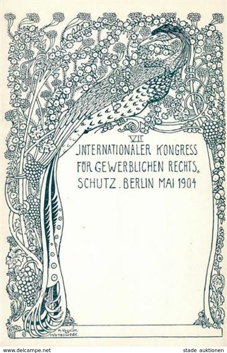 Ausstellung Berlin (1000) VII. Internationaler Kongress Für Gewerblichen Rechtsschutz Sign. Vogeler, H. Künstlerkarte I- - Esposizioni