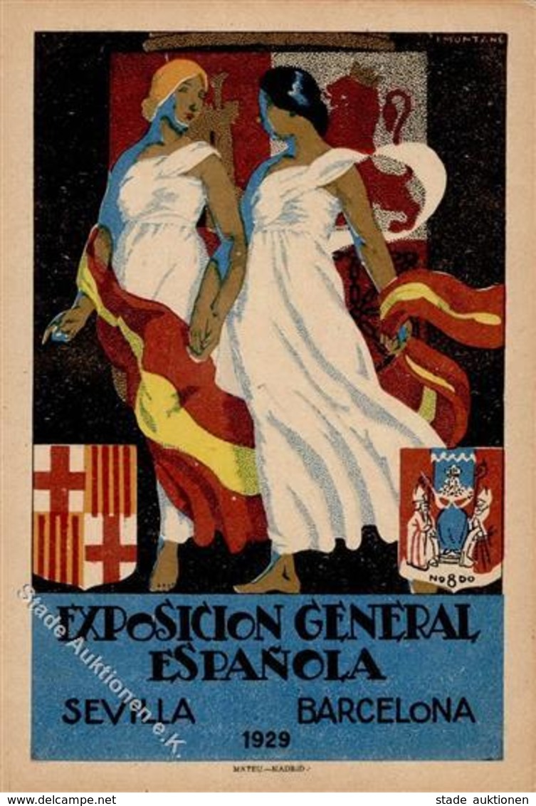 Ausstellung Spanien Exposicion General Sevilla Künstlerkarte I-II Expo - Esposizioni