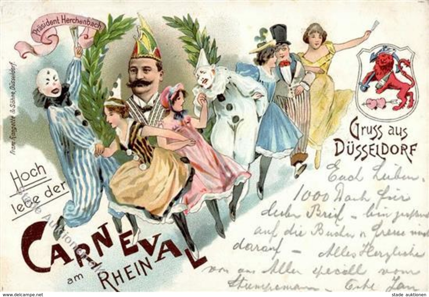 Karneval Düsseldorf (4000) Präsident Herchenbach Lithographie 1899 I-II (Stauchung) - Esposizioni