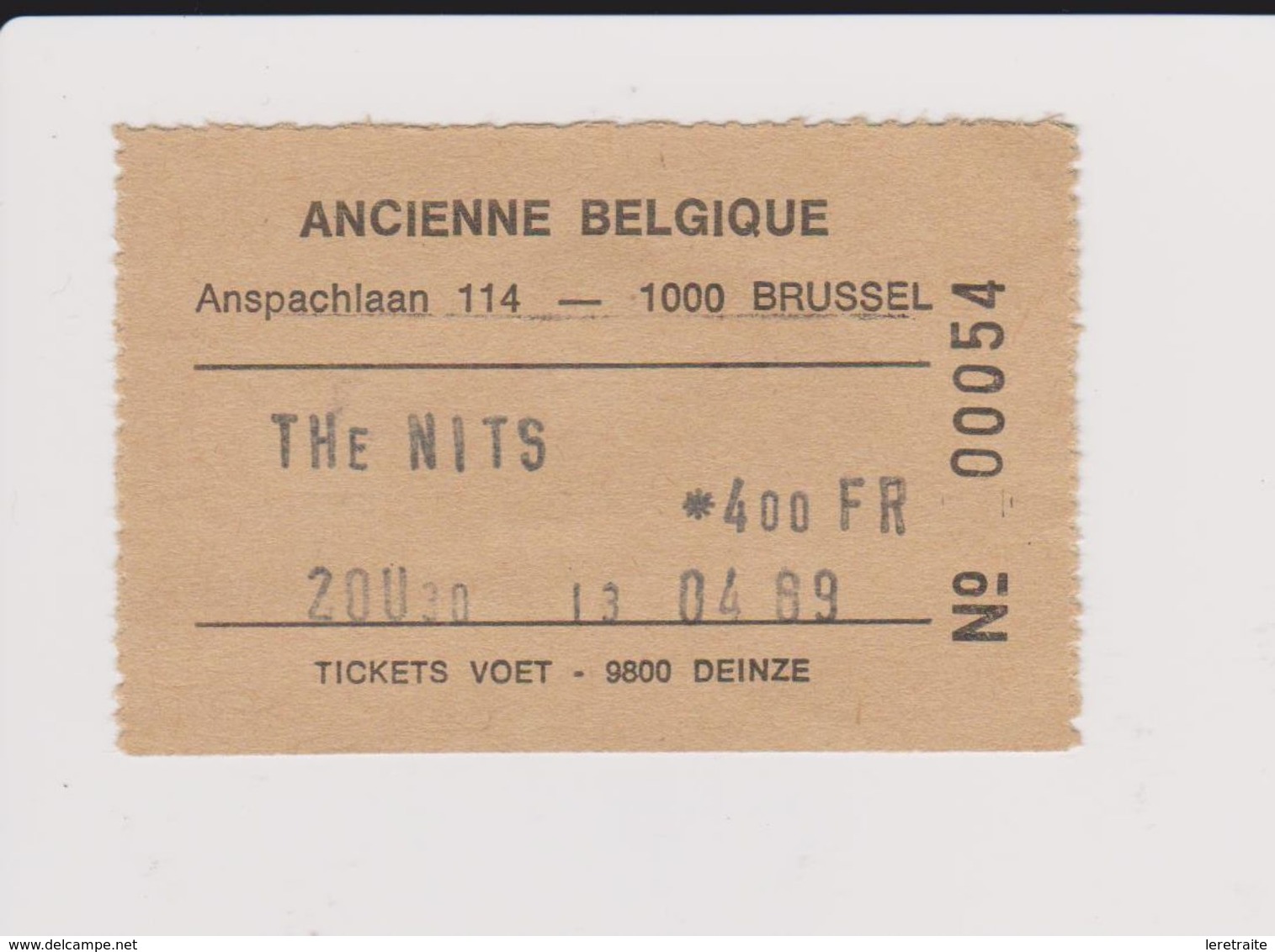 Concert THE NITS 13 Avril 1989, Ancienne Belgique. - Konzertkarten