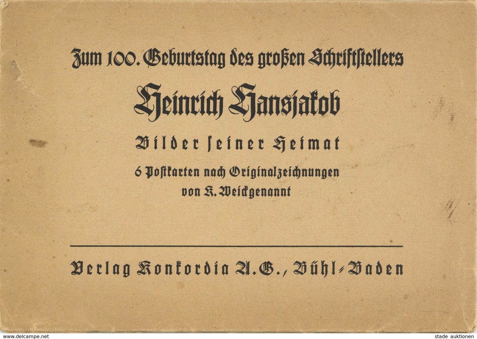 Schriftsteller Hansjakob, Heinrich Bilder Seiner Heimat 6 Ansichtskarten Sign. Weickgenannt, K. In Orig. Umschlag I-II - Altri & Non Classificati