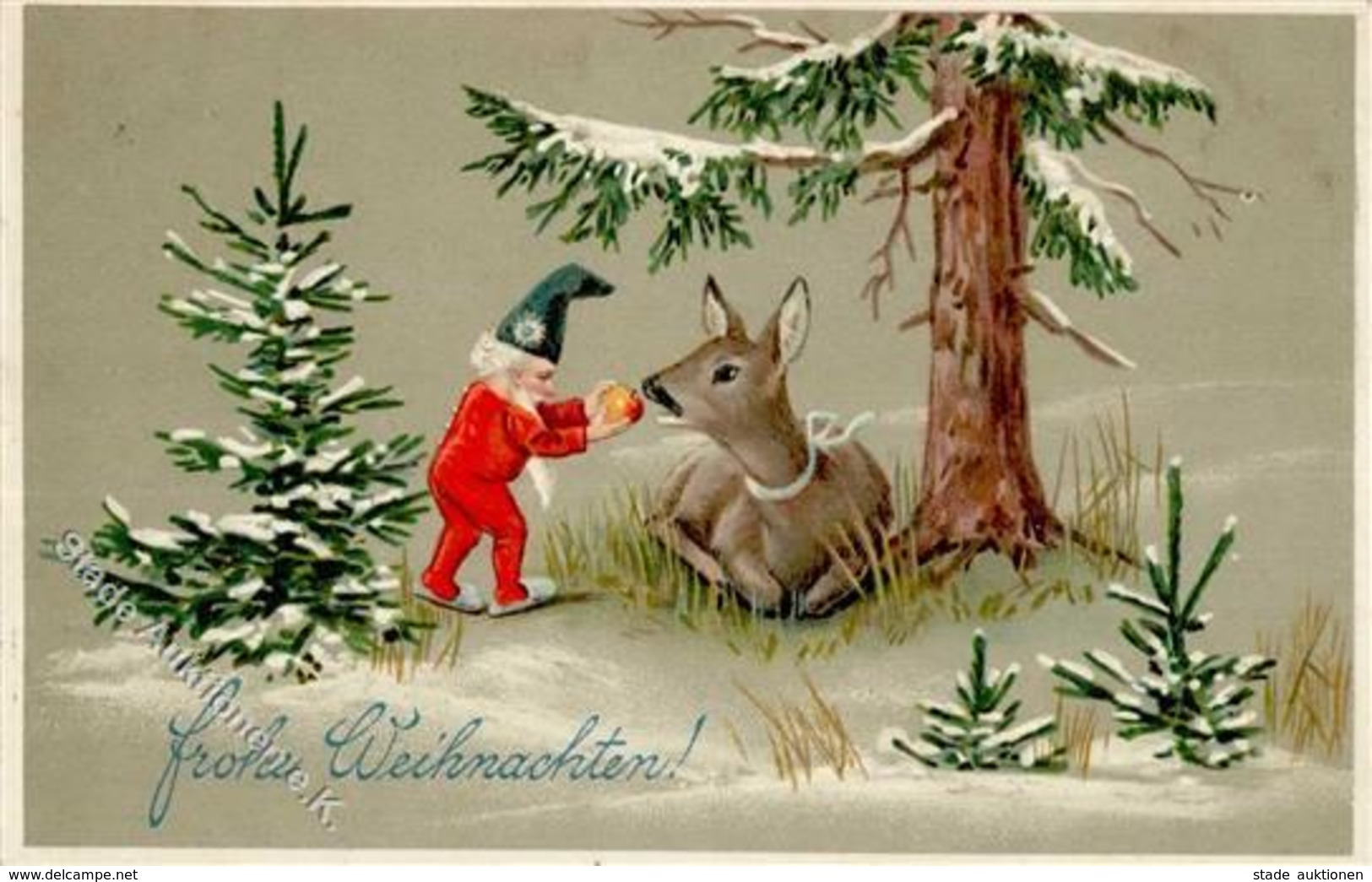 Zwerg Reh Weihnachten Präge-Karte 1912 I-II Noel Lutin - Fiabe, Racconti Popolari & Leggende