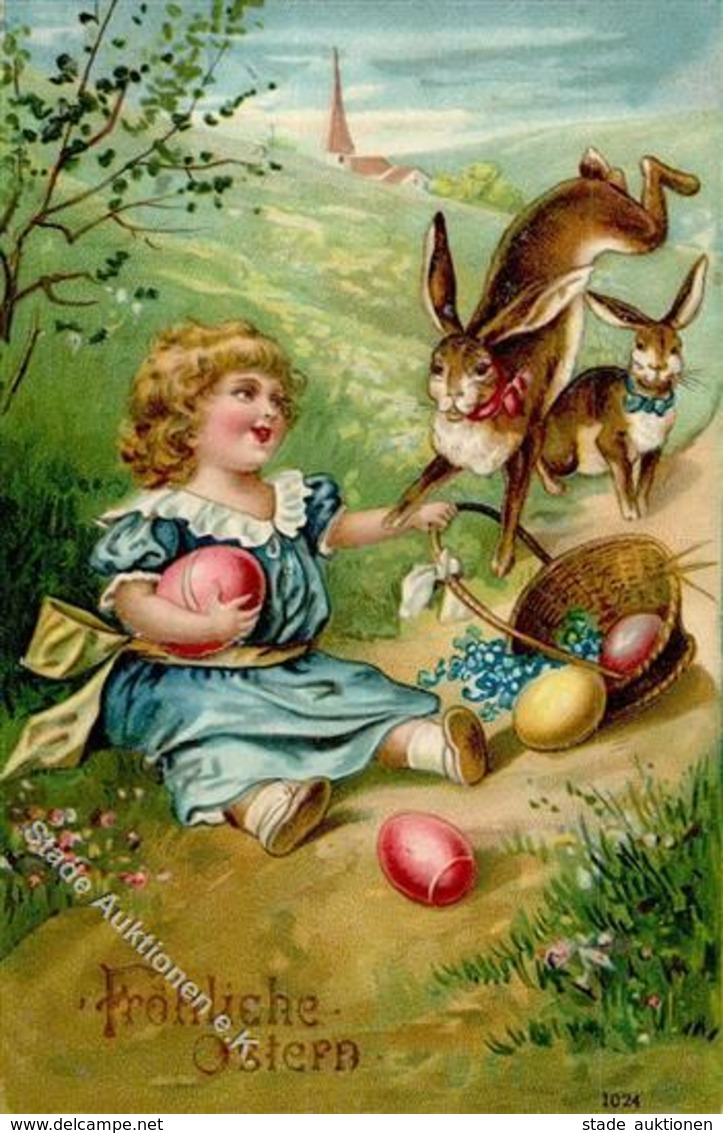 Ostern Kind Hase Präge-Karte 1912 I-II Paques - Pasqua