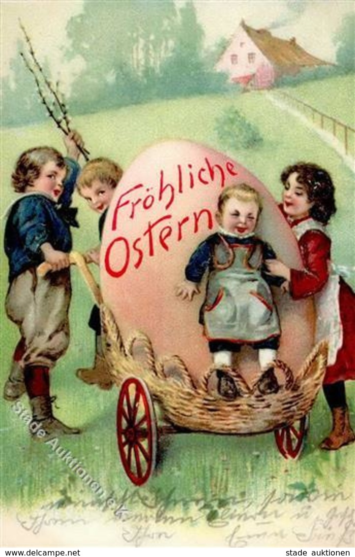 Ostern Kinder Osterei Präge-Karte 1905 I-II (Eckbug) Paques - Pasqua