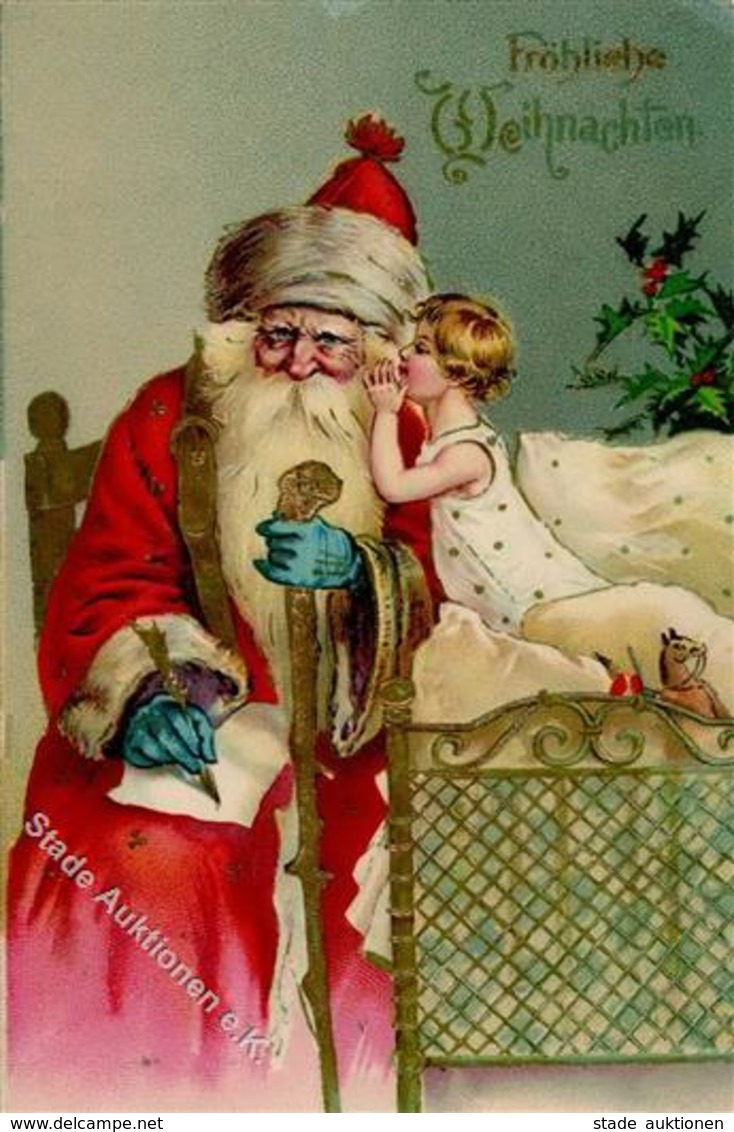 Weihnachtsmann Kind Präge-Karte 1910 I-II Pere Noel - Santa Claus