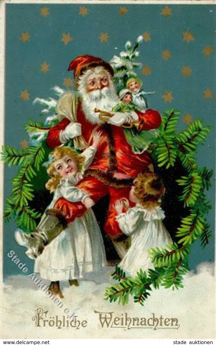 Weihnachtsmann Kinder Puppen Präge-Karte 1911 I-II Pere Noel - Santa Claus