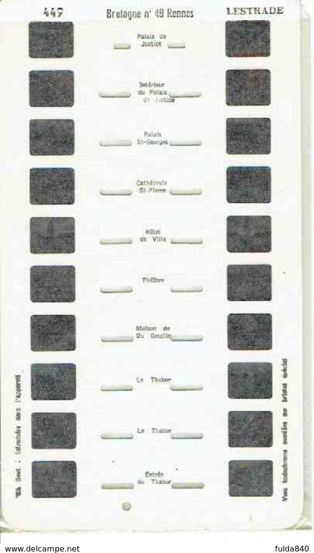 STEREOCARTE LESTRADE. 10 Vues Kodachrome - BRETAGNE 49 - RENNES.   1950/58. - Dias