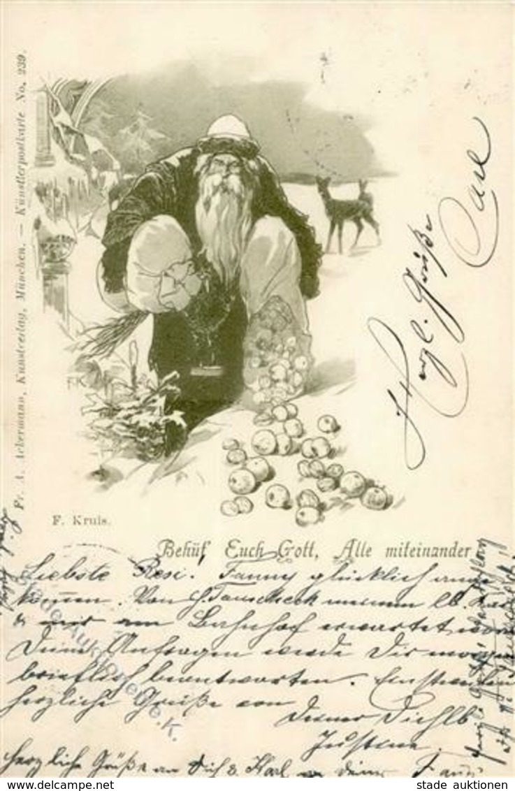 Weihnachtsmann Sign. Kruis, F. Künstler-Karte I-II Pere Noel - Santa Claus