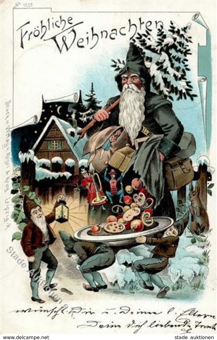 Weihnachtsmann Zwerge Spielzeug Lithographie 1898 I-II Pere Noel Jouet Lutin - Santa Claus