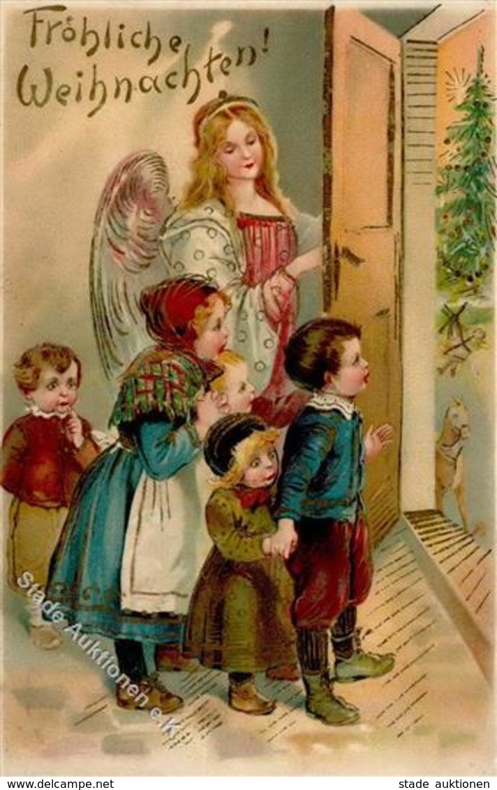 Engel Kinder Weihnachten Lithographie / Prägedruck 1904 I-II Noel Ange - Angeli