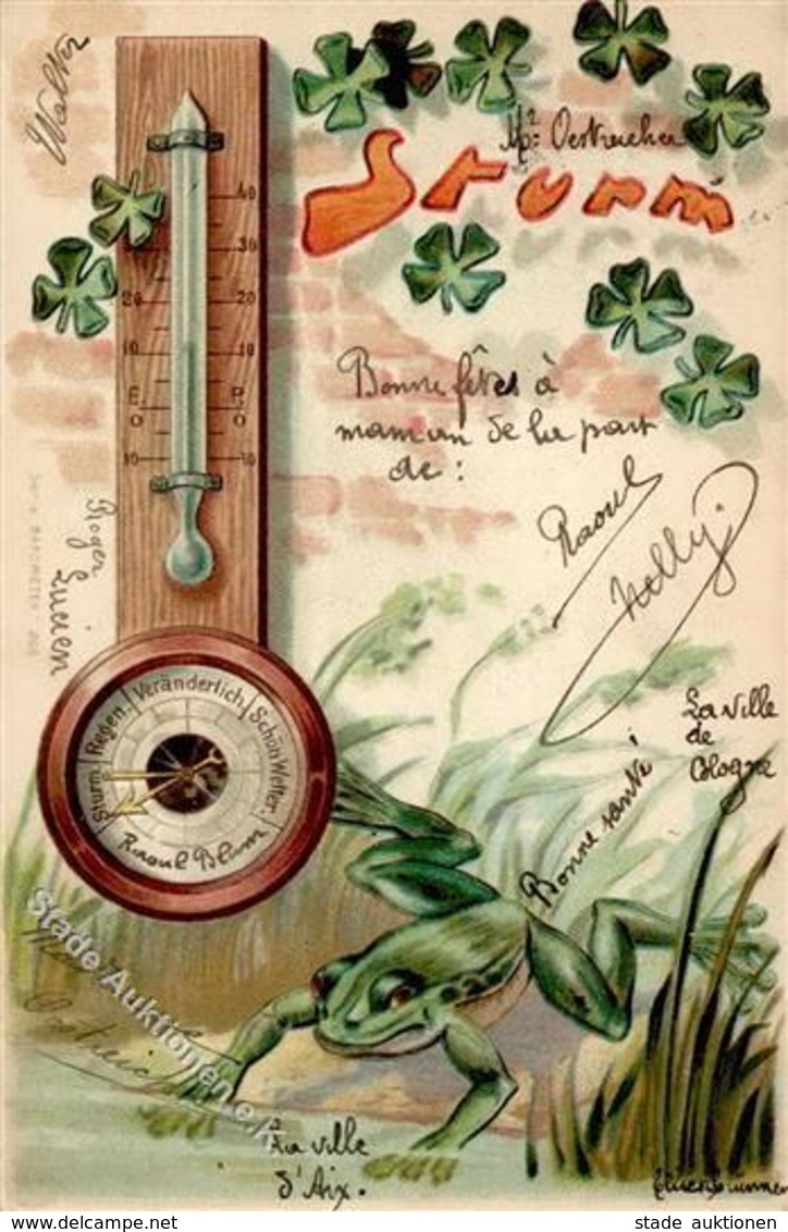 Frosch Barometer Lithographie 1901 I-II Grenouille - Altri & Non Classificati