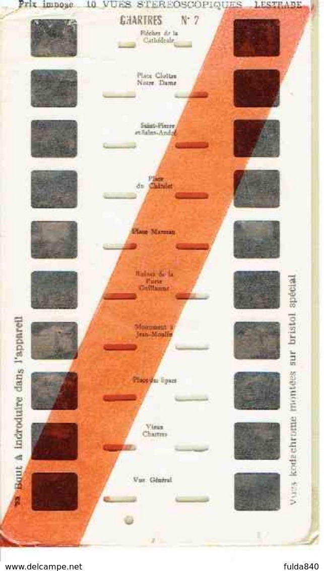 STEREOCARTE LESTRADE. 10 Vues Kodachrome - CHARTRES - LA CATHEDRALE.2.   1950/58. - Dias