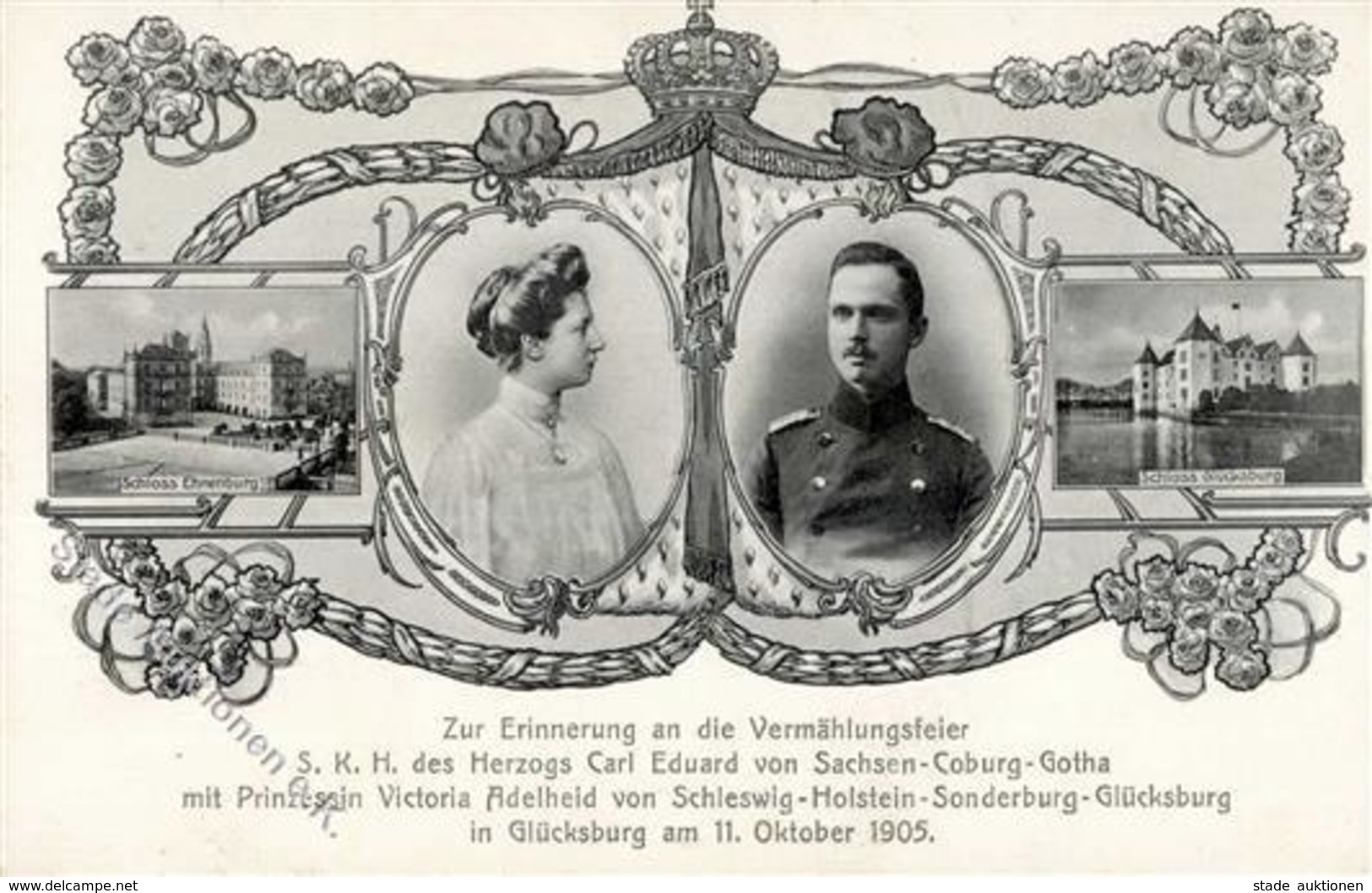Adel - VERMÄHLUNGSFEIER Herzog Carl Eduard SACHSEN-COBUG-GOTHA Mit Prinzessin Victoria Adelheid V. Schleswig-Holstein-So - Geschichte