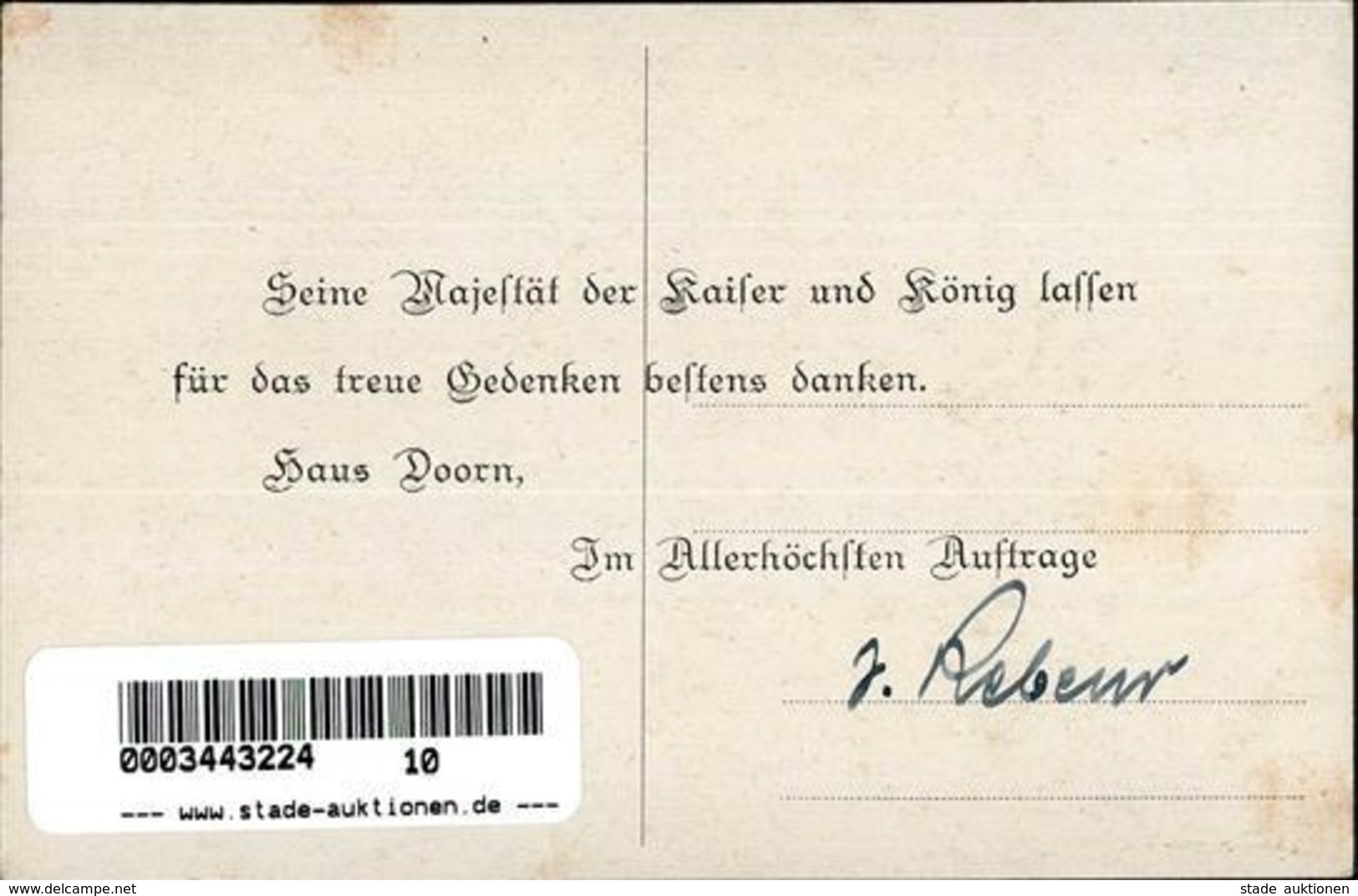Adel Kaiser Wilhelm II Sign. Schwarz, Alfred Künstlerkarte I-II - Case Reali