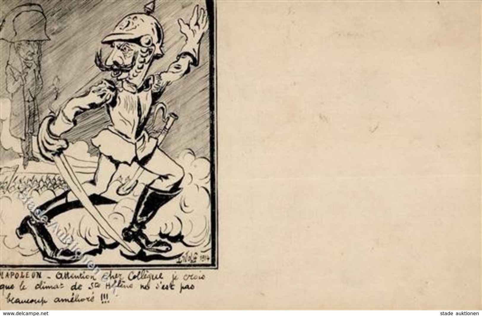 Adel Kaiser Wilhelm II Und Napoleon Karikatur Sign. Wolff Künstlerkarte I-II - Case Reali