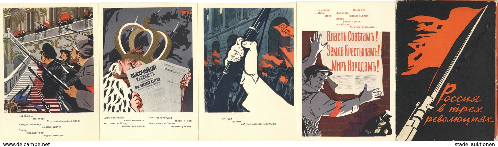 Politik Russland 12'er Serie Russland In 3 Revolutionen Propagandakarten Mit Zitaten Von V. Majakowski In Orig. Umschlag - Eventi