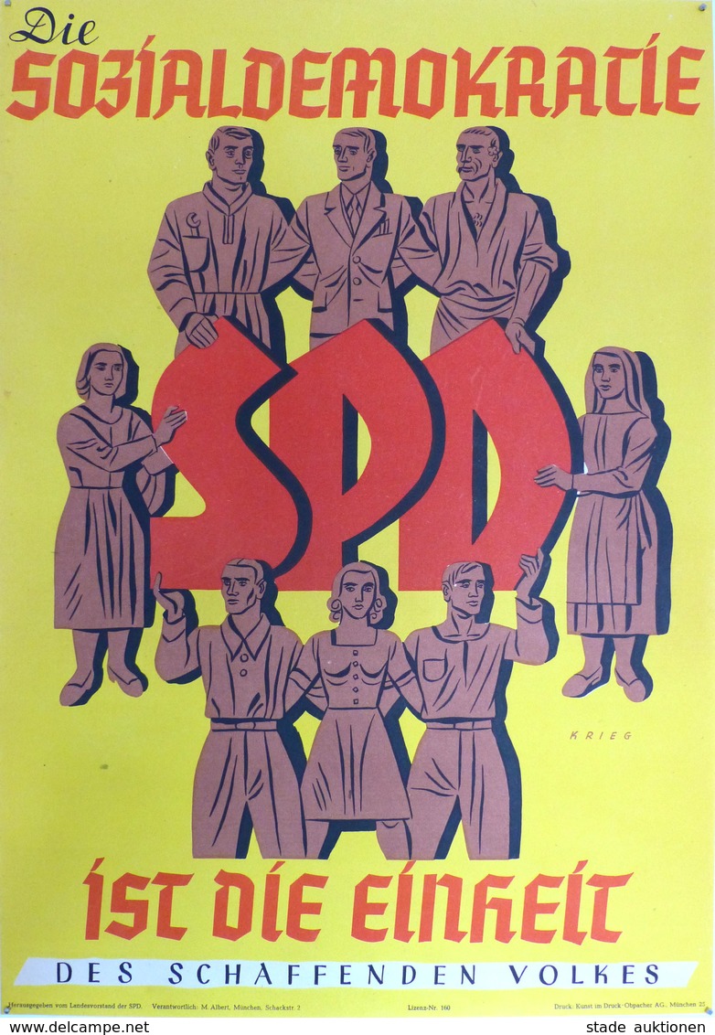 Politik SPD Plakat Ca. 59,5 X 42 Cm Sozialdemokratie Ist Die Einheit I-II - Eventi