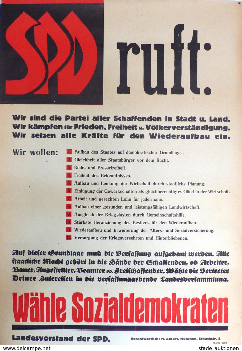 Politik SPD Plakat Ca. 60,5 X 43 Cm SPD Ruft I-I (kleiner Einriss)I - Eventi