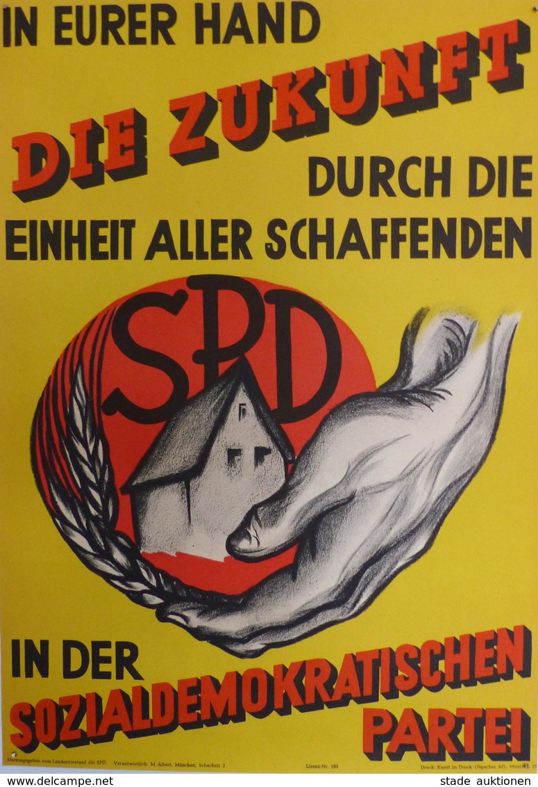 Politik SPD Plakat Ca. 61 X 41,5 Cm In Eurer Hand Die Zukunft I-II - Eventi