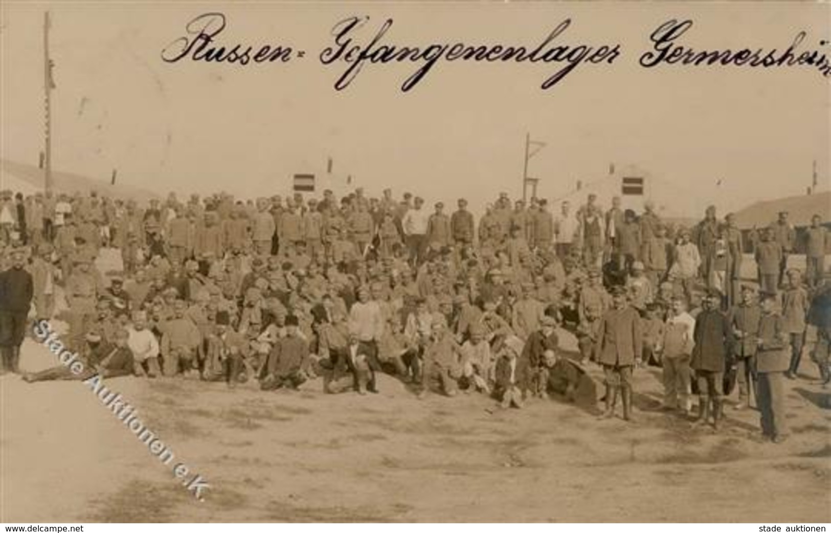 Kriegsgefangener Germersheim (6728) Russen Gefangenenlager Foto AK 1915 I-II - Uniformi