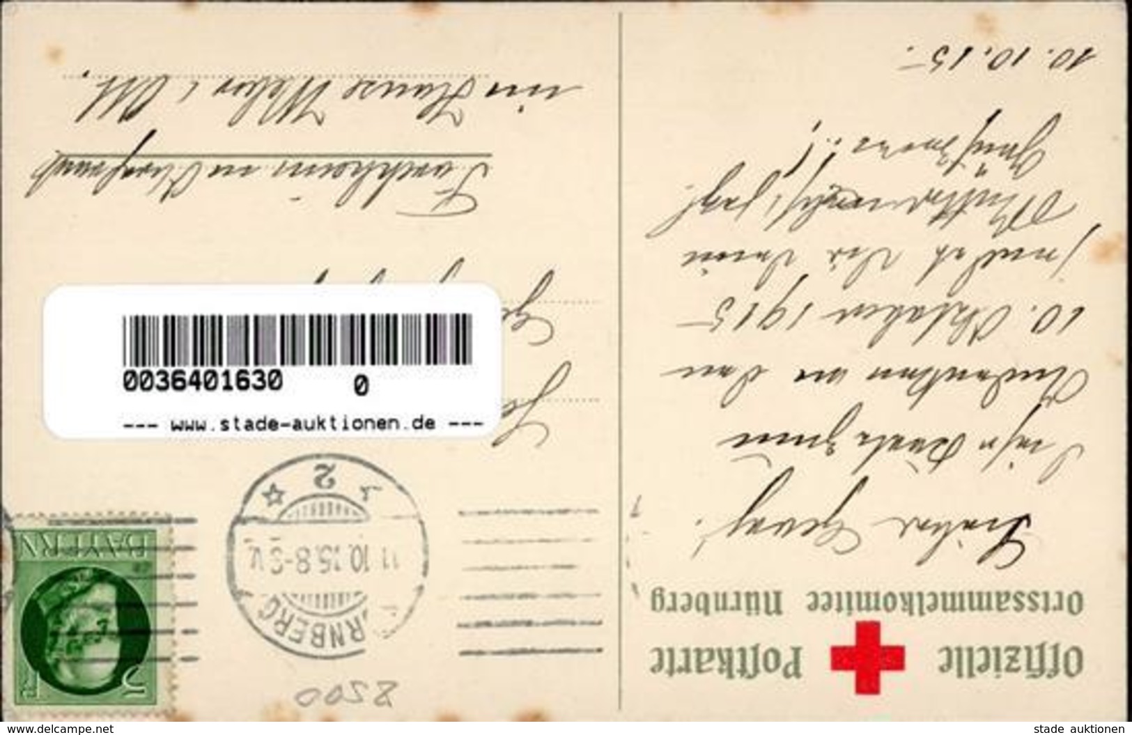 Kriegsgefangener Nürnberg (8500) WK I Rotes Kreuz  Künstlerkarte 1915 I-II (fleckig) - Uniformi