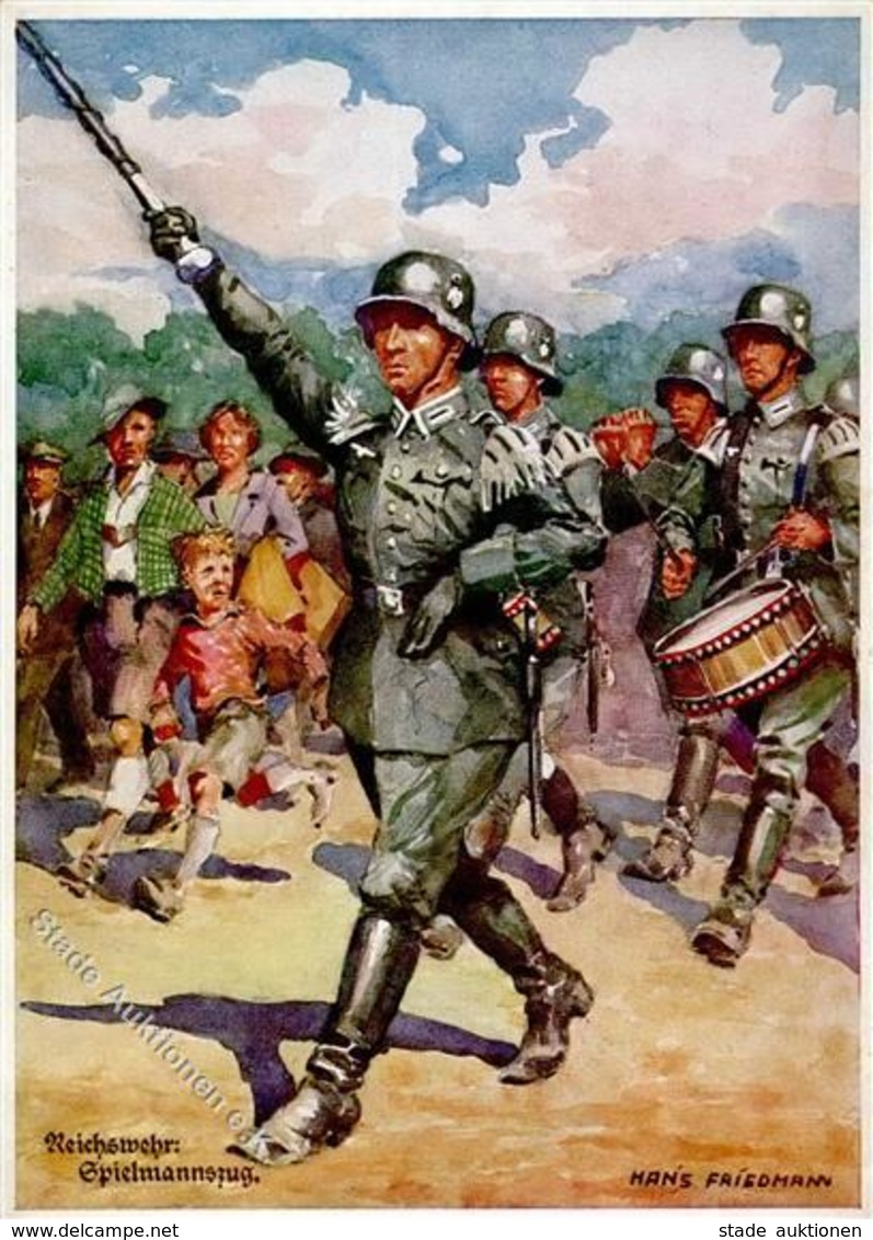 Militär Reichswehr Spielmannszug Sign. Friedmann, Hans  Künstlerkarte I-II - Uniformi