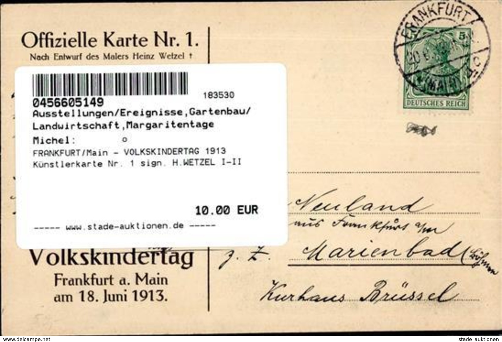 FRANKFURT/Main - VOLKSKINDERTAG 1913 Künstlerkarte Nr. 1 Sign. H.WETZEL I-II - Esposizioni