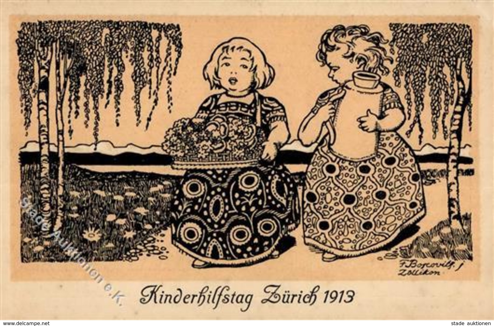 MARGARITENTAGE - KINDERHILFSTAG ZÜRICH 1913 - Künstlerkarte Sign.R.Boscovitz, Ecke Gestoßen - Ausstellungen