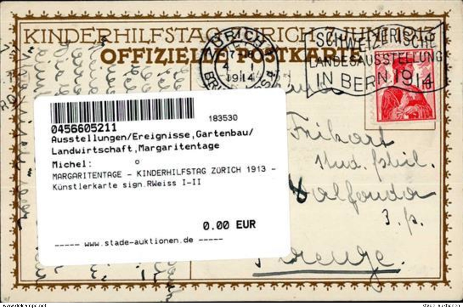 MARGARITENTAGE - KINDERHILFSTAG ZÜRICH 1913 - Künstlerkarte Sign.RWeiss I-II - Esposizioni