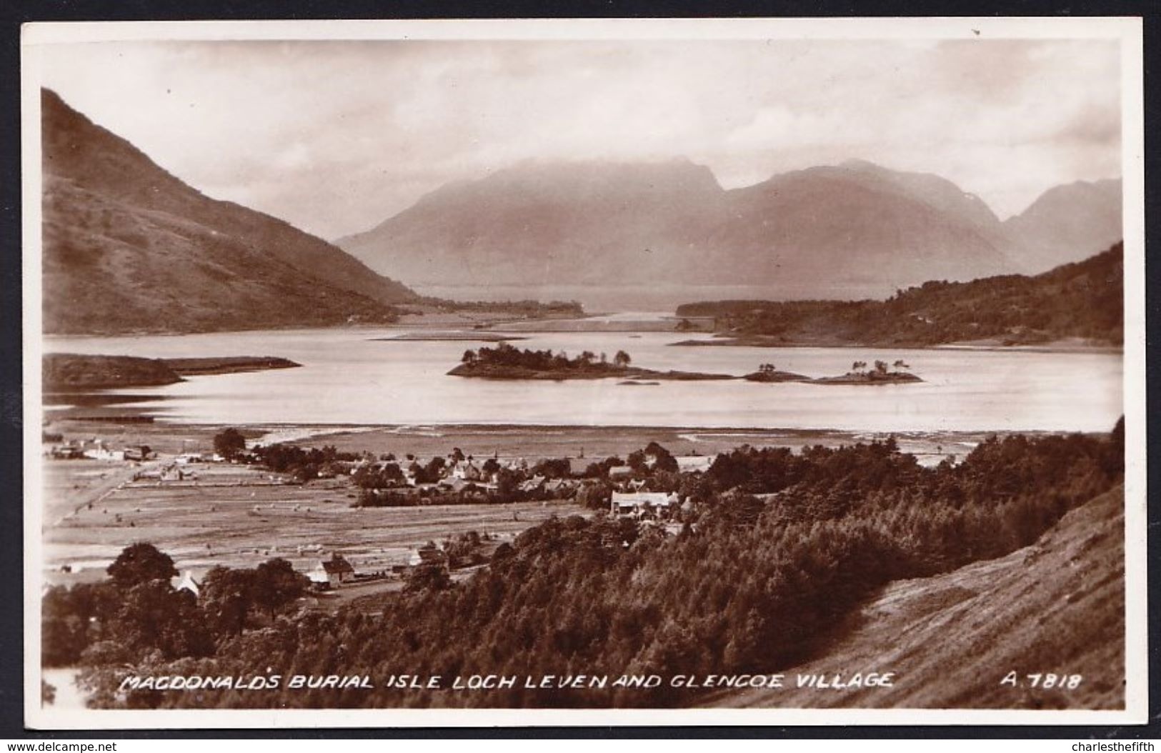 MACDONALDS BURIAL ISLE LOCH LEVEN AND GLENCOE VILLAGE - VINTAGE PHOTO CARD - Inverness-shire