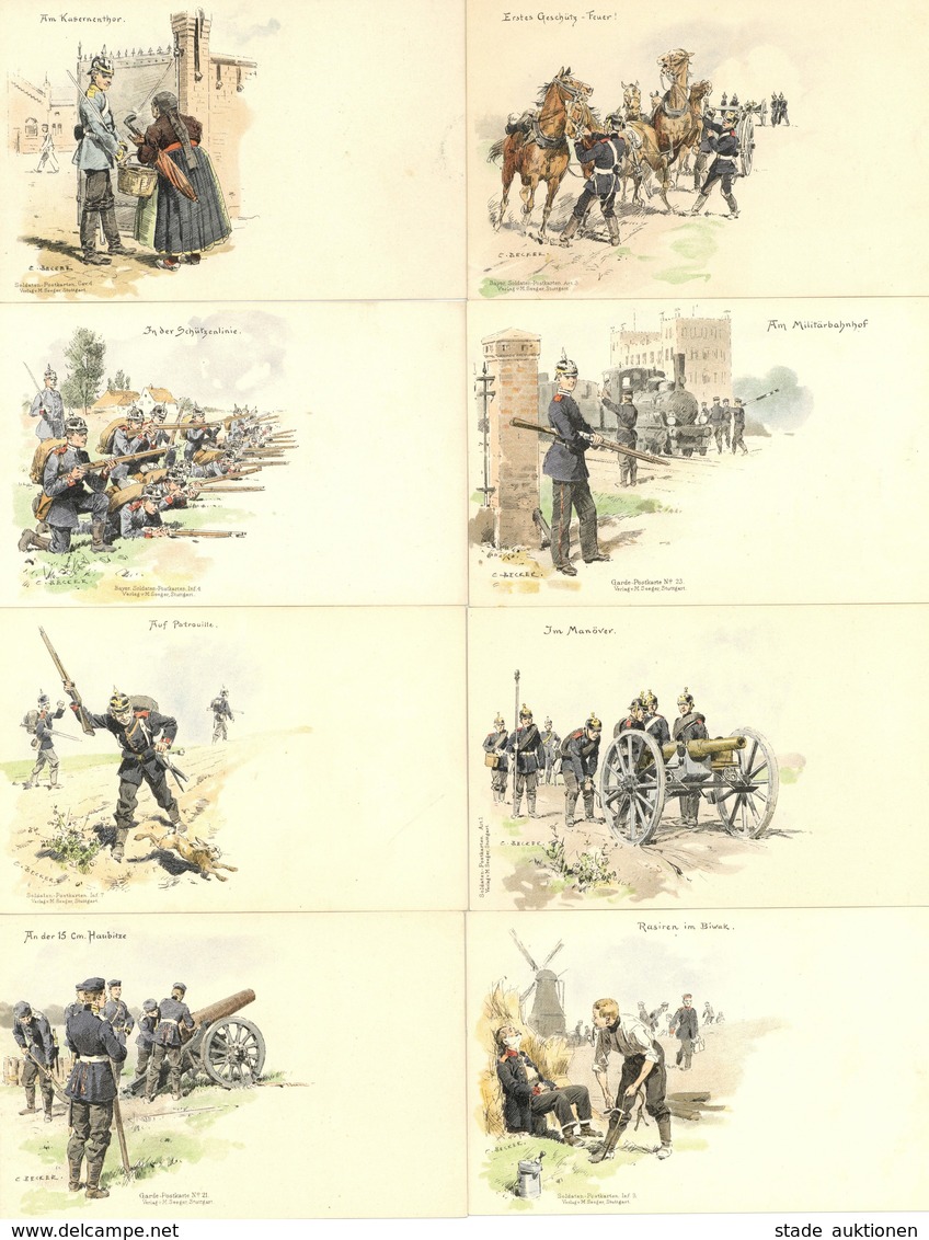 Militär Lot Mit über 40 Soldaten Postkarten Verlag M. Seeger Sign. Becker, C. I-II - Altri & Non Classificati