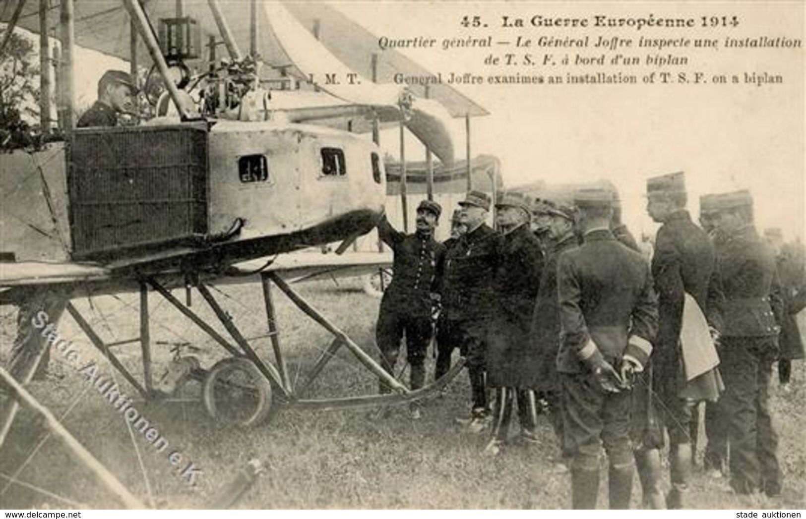 WK I General Joffre Untersucht Eine Istallation Am T.S.F. Am Biplan I-II - Guerra 1914-18