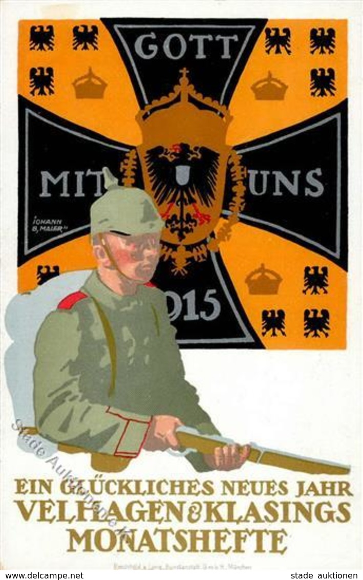 WK I Soldat Fahne Neujahr Sign. Maier, Johann B. Künstlerkarte I-II Bonne Annee - Guerra 1914-18