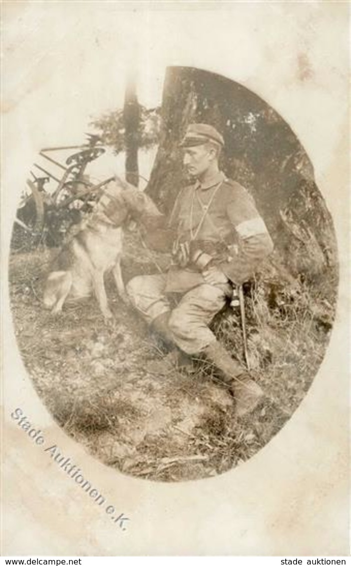 WK I Soldat Hund Mit Gasmaske Foto AK I-II Chien - Guerra 1914-18