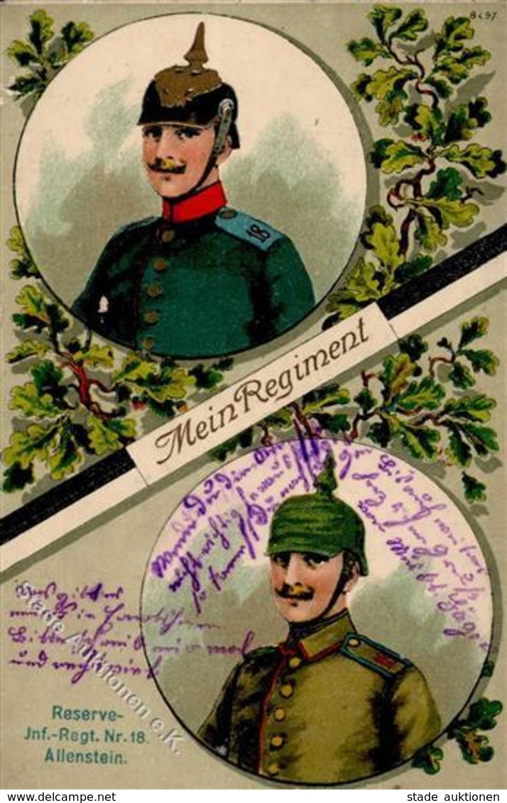 Regiment Allenstein Nr. 18 Reserve Inft. Regt. Prägedruck 1916 I-II - Reggimenti