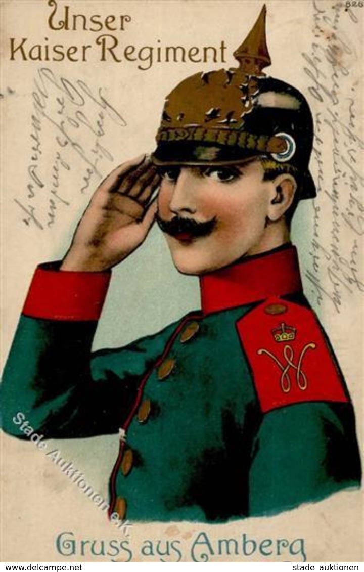 Regiment Amberg (8450) Kaiser Regiment  Prägedruck 1915 I-II (fleckig) - Regimente