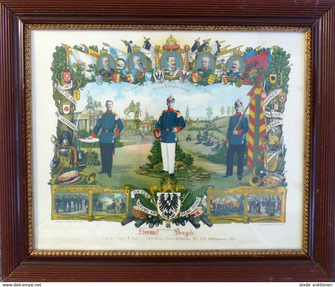 Regiment B. D. 7. Comp. 4. Badisch. Inft. Regt. Prinz Wilhelm  Nr. 112 Mülhausen Elsass  Bild Gerahmt 69 X 58 Cm Erinner - Reggimenti