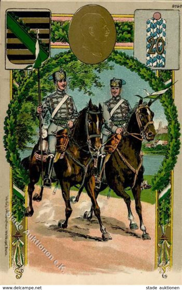 Regiment Bautzen (O8600) Nr. 20 Husaren Regt.  Prägedruck 1911 I-II - Regimente