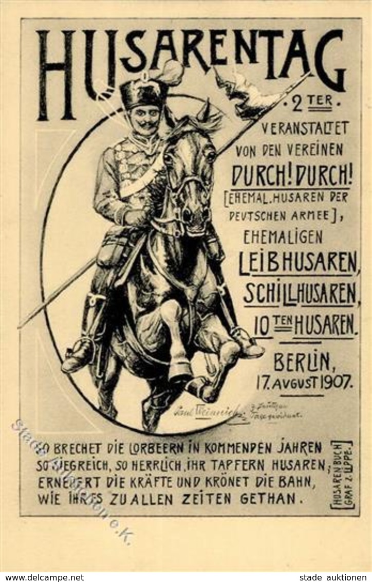 Regiment Berlin (1000) Husarentag  1907 I-II - Reggimenti