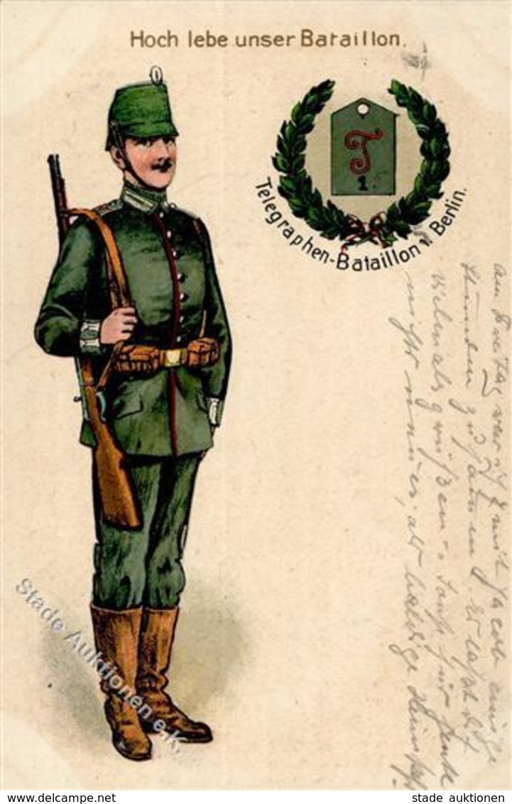 Regiment Berlin (1000) Nr. 1 Telegraphen Batl. 1915 I-II (fleckig) - Regimente