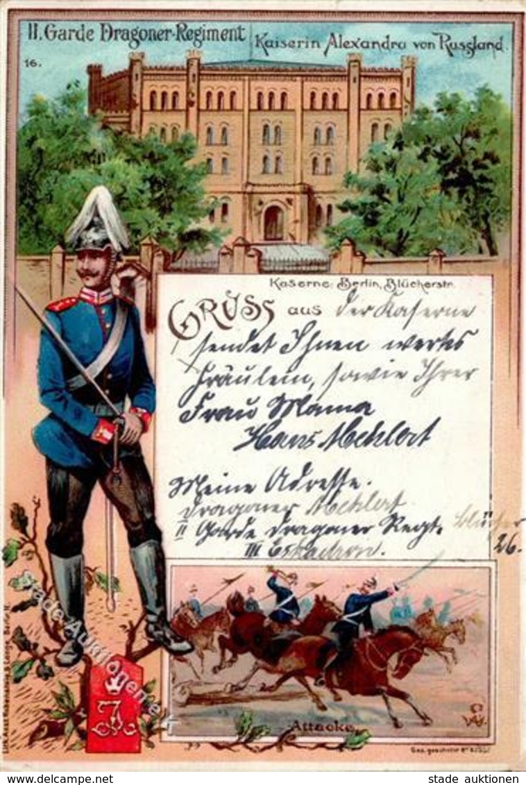 Regiment Berlin (1000) Nr. 2 Garde Dragoner Regt. Kaiserin Alexandra V. Russland 1903 I-II - Reggimenti